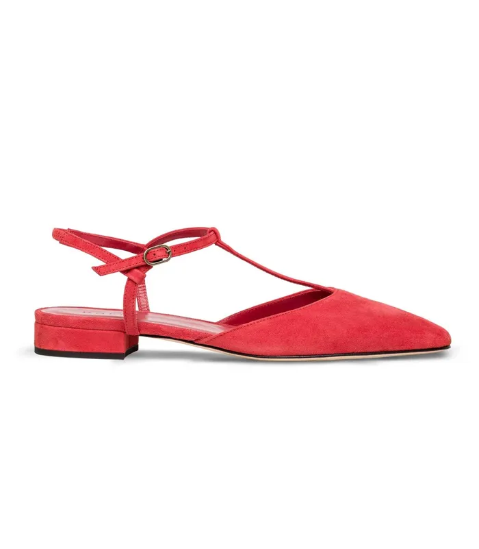 DEN Cristina TStrap Flat Fuego Suede Women Shoes DEN Cristina TStrap Flat Fuego Suede Women Shoes