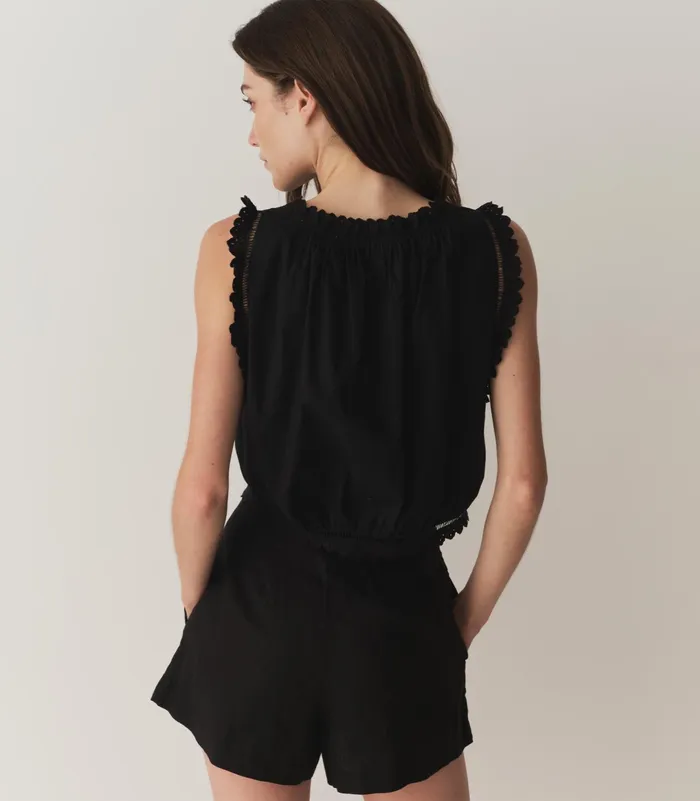 DEN Larue Linen Short Black Women Pants and Shorts
