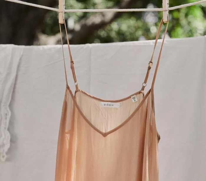 DEN Long Deep VNeck Slip Sand Dollar Women Slips