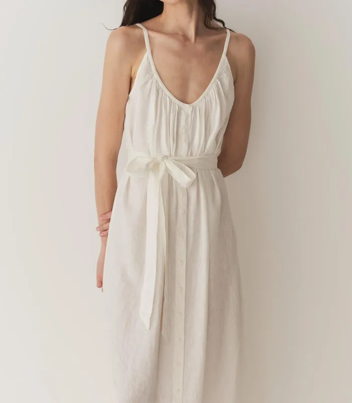 DEN Nevita Linen Dress Salt Women Dresses