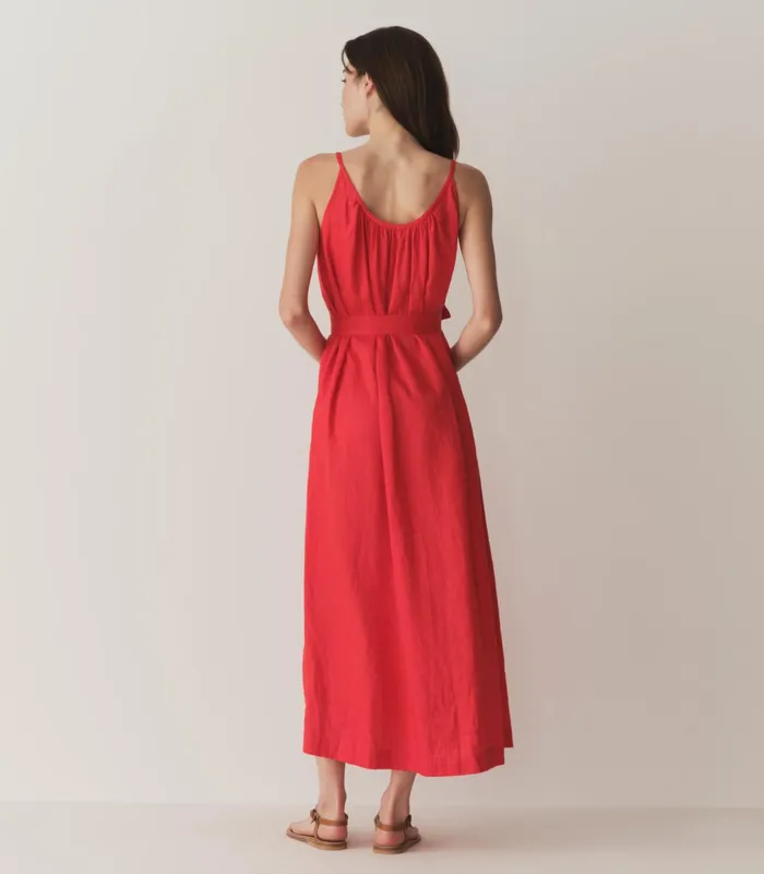 DEN Nevita Linen Dress Scarlet Women Dresses DEN Nevita Linen Dress Scarlet Women Dresses
