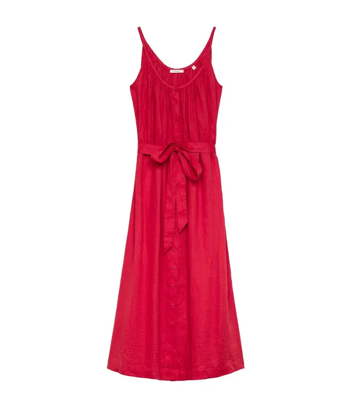 DEN Nevita Linen Dress Scarlet Women Dresses DEN Nevita Linen Dress Scarlet Women Dresses