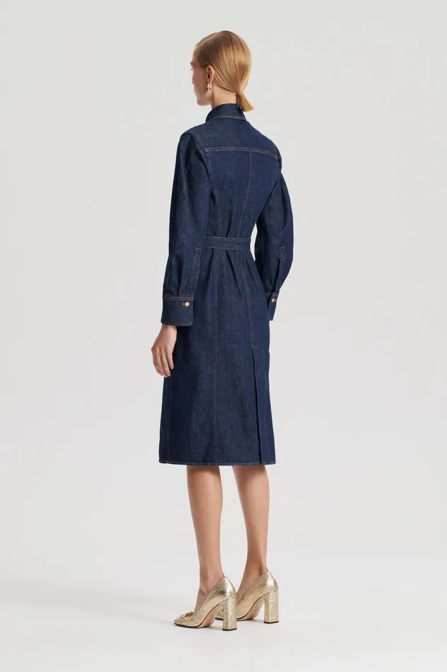 DENIM GOLD BUCKLE DRESS INDIGOB Women Denim Scanlan Theodore DENIM GOLD BUCKLE DRESS INDIGOB Women Denim Scanlan Theodore