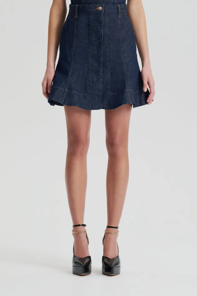DENIM SKATER SKIRT INDIGO Skirts Scanlan Theodore Women DENIM SKATER SKIRT INDIGO Skirts Scanlan Theodore Women