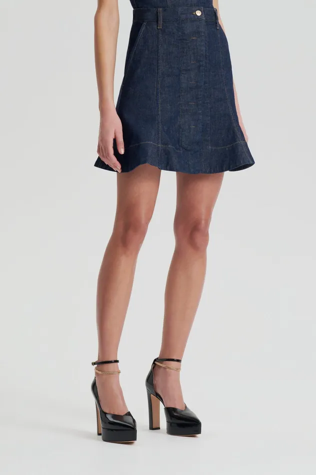DENIM SKATER SKIRT INDIGO Skirts Scanlan Theodore Women DENIM SKATER SKIRT INDIGO Skirts Scanlan Theodore Women