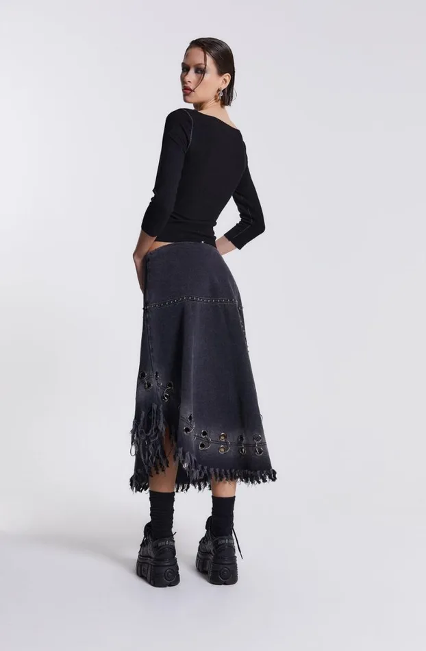 Denim Skirts Women Jaded London Vendetta Denim Midi Skirt
