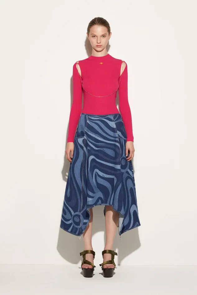 Denim Women PUCCI MarmoPrint Denim Skirt