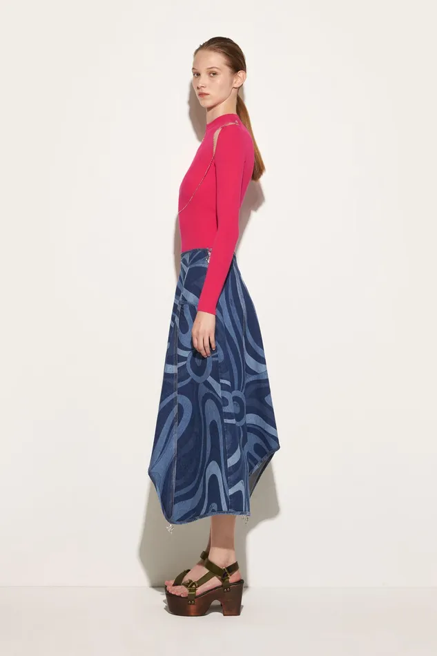 Denim Women PUCCI MarmoPrint Denim Skirt