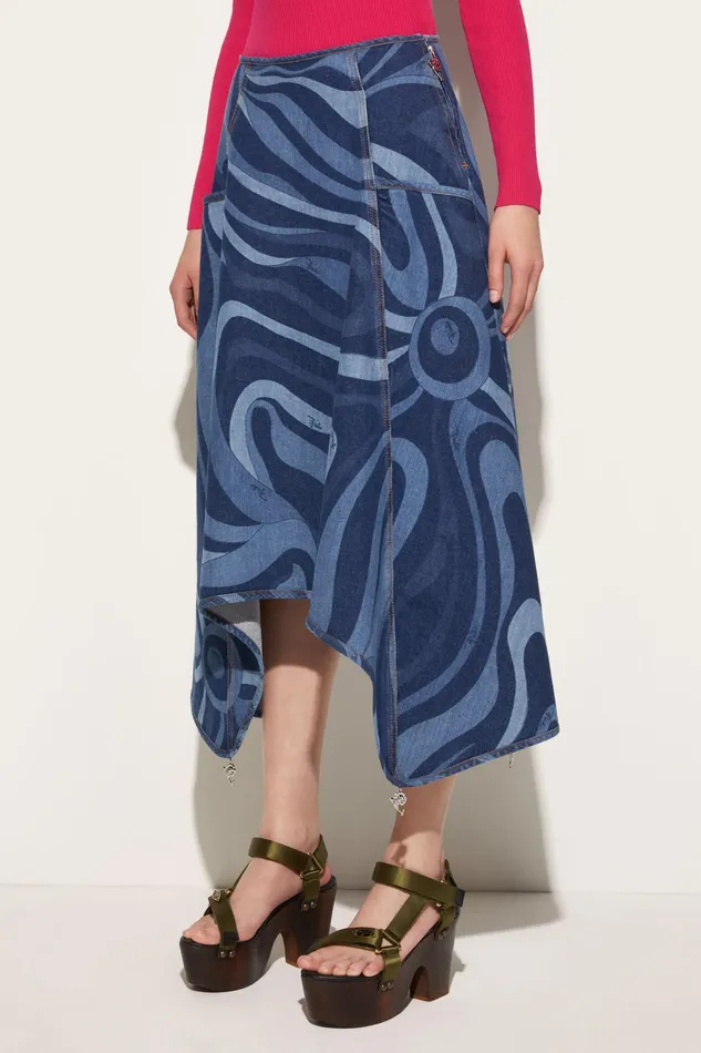 Denim Women PUCCI MarmoPrint Denim Skirt