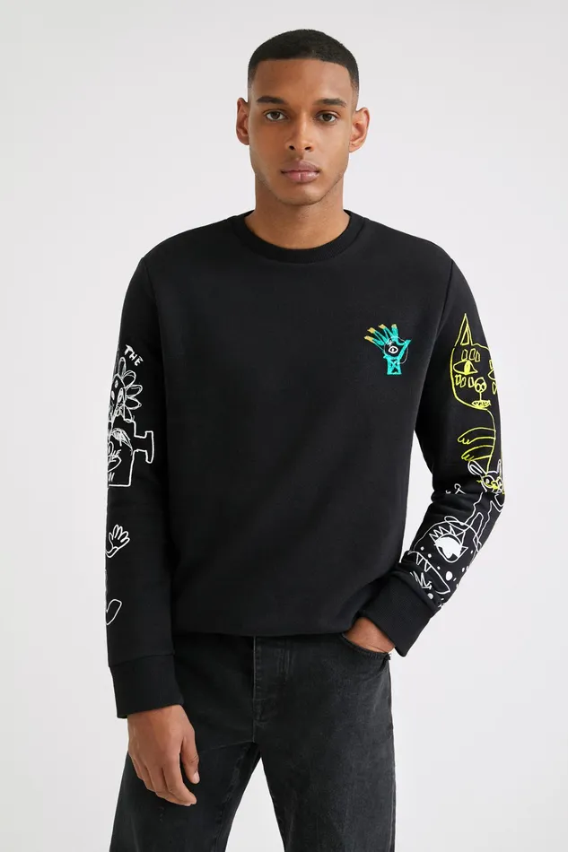 Desigual Arty Back Print Sweatshirt Mens Sweaters and Sweatshirts