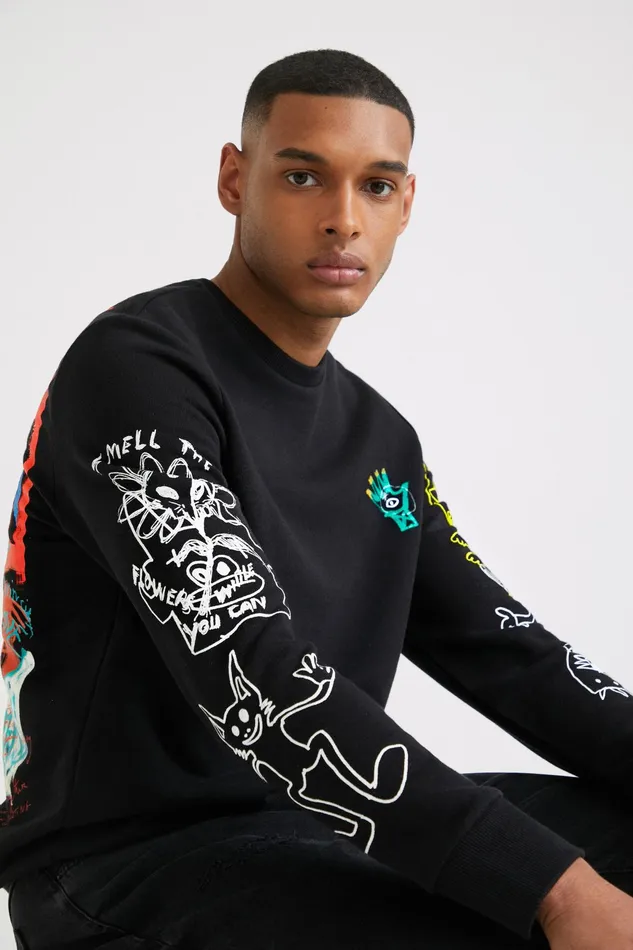 Desigual Arty Back Print Sweatshirt Mens Sweaters and Sweatshirts