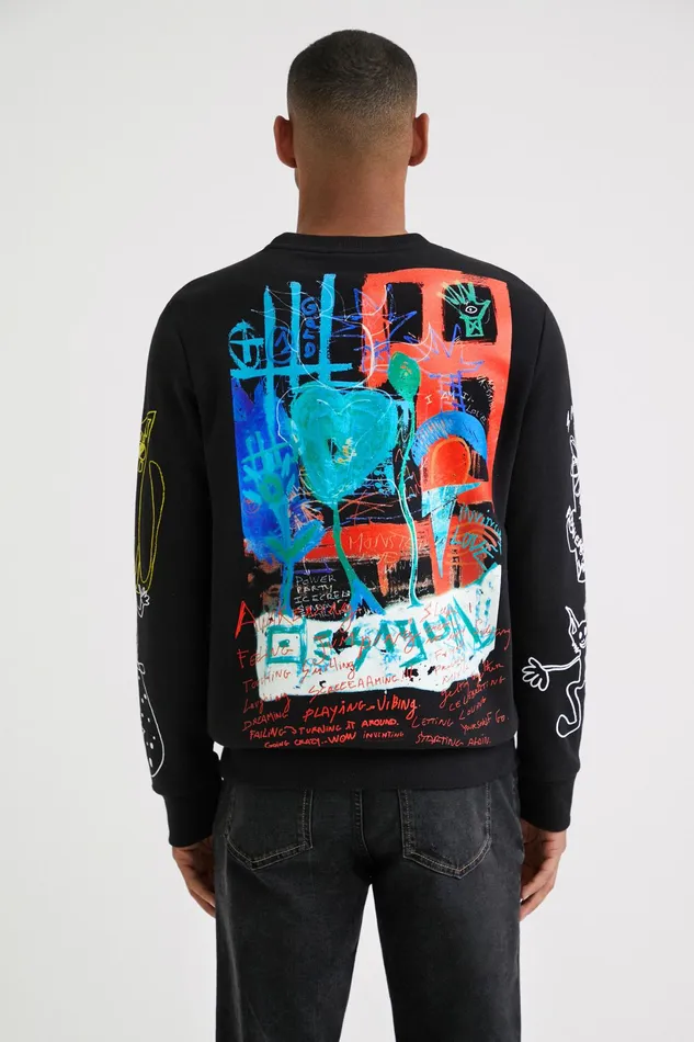 Desigual Arty Back Print Sweatshirt Mens Sweaters and Sweatshirts