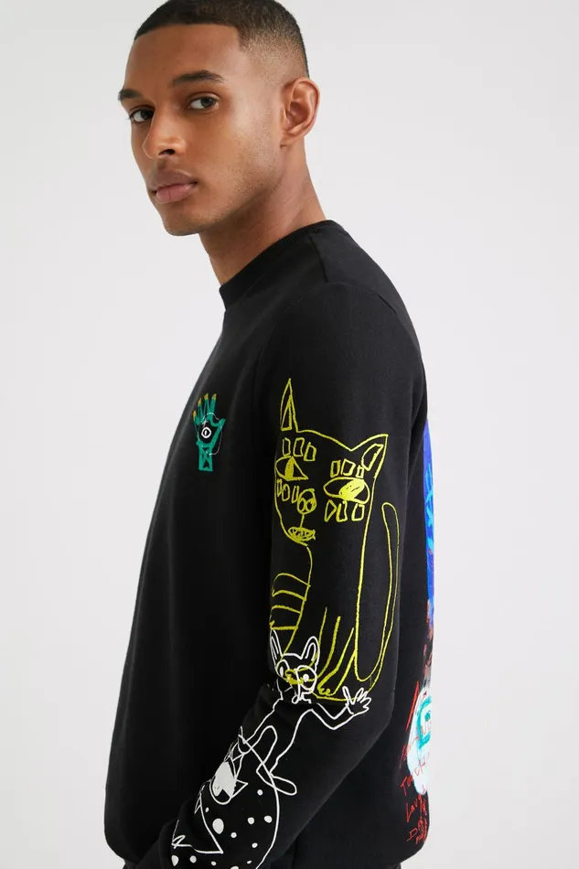 Desigual Arty Back Print Sweatshirt Mens Sweaters and Sweatshirts