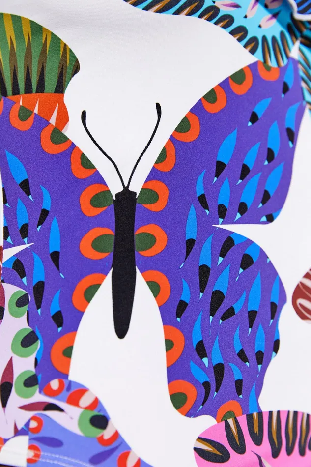 Desigual Asymmetrical Butterfly Swimsuit Women Swimwear
