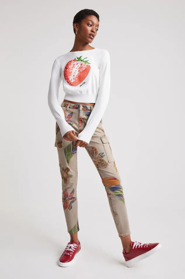 Desigual Camoflower Cargo Trousers Women Pants and Leggings