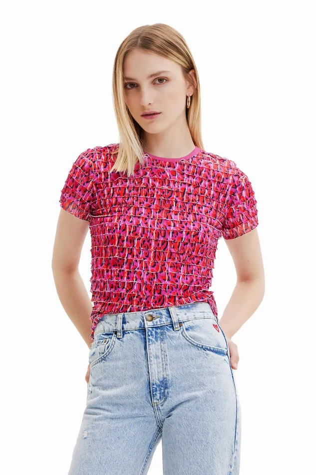 Desigual Cropped Animal Print Tshirt Women Tshirts