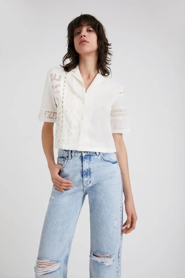 Desigual Distressed Wide Leg Jeans Women Jeans