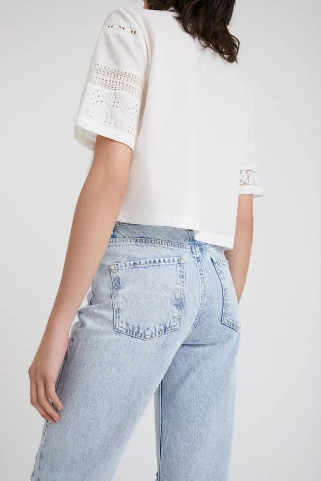 Desigual Distressed Wide Leg Jeans Women Jeans