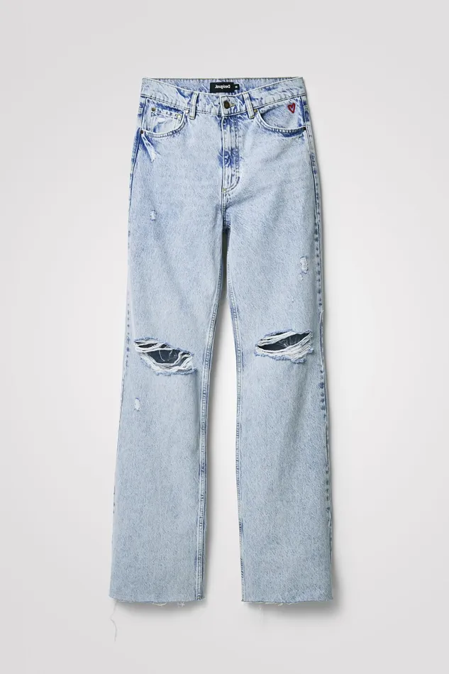 Desigual Distressed Wide Leg Jeans Women Jeans