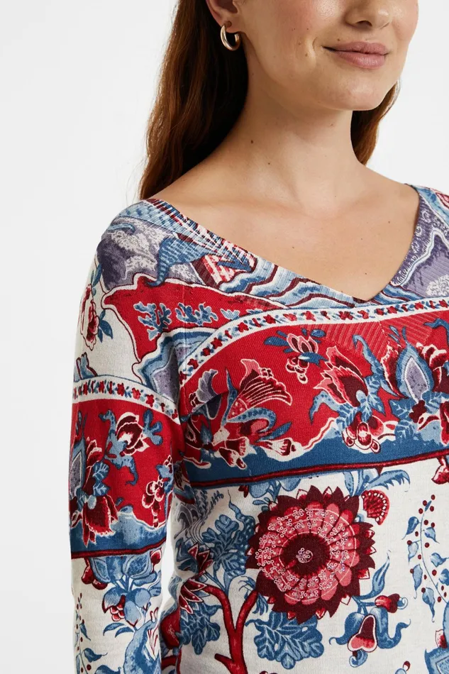 Desigual Floral Knit Jumper Women Sweaters
