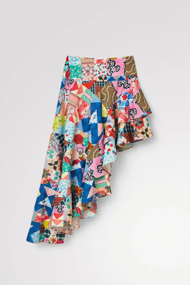 Desigual Johnson Hartig Asymmetric Patchwork Skirt Women Skirts and Shorts