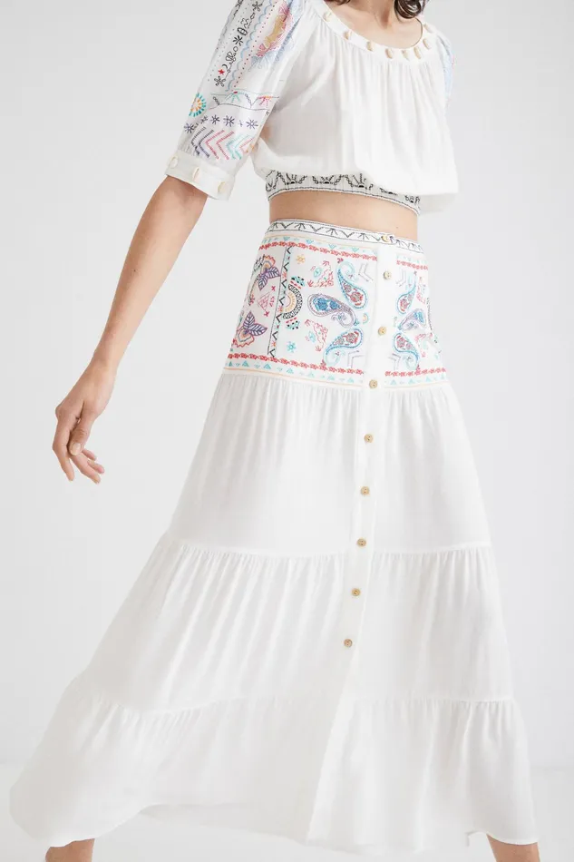 Desigual Long Paisley Skirt Women Skirts and Shorts