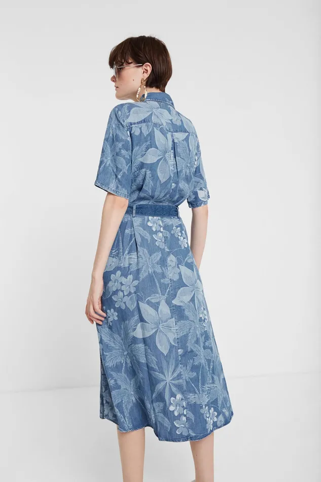 Desigual Long Tropical Shirt Dress Women Dresses