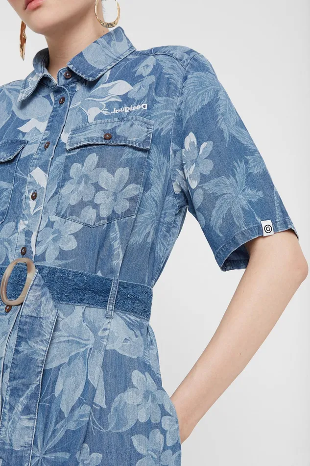 Desigual Long Tropical Shirt Dress Women Dresses