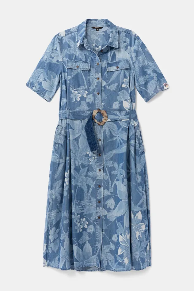Desigual Long Tropical Shirt Dress Women Dresses
