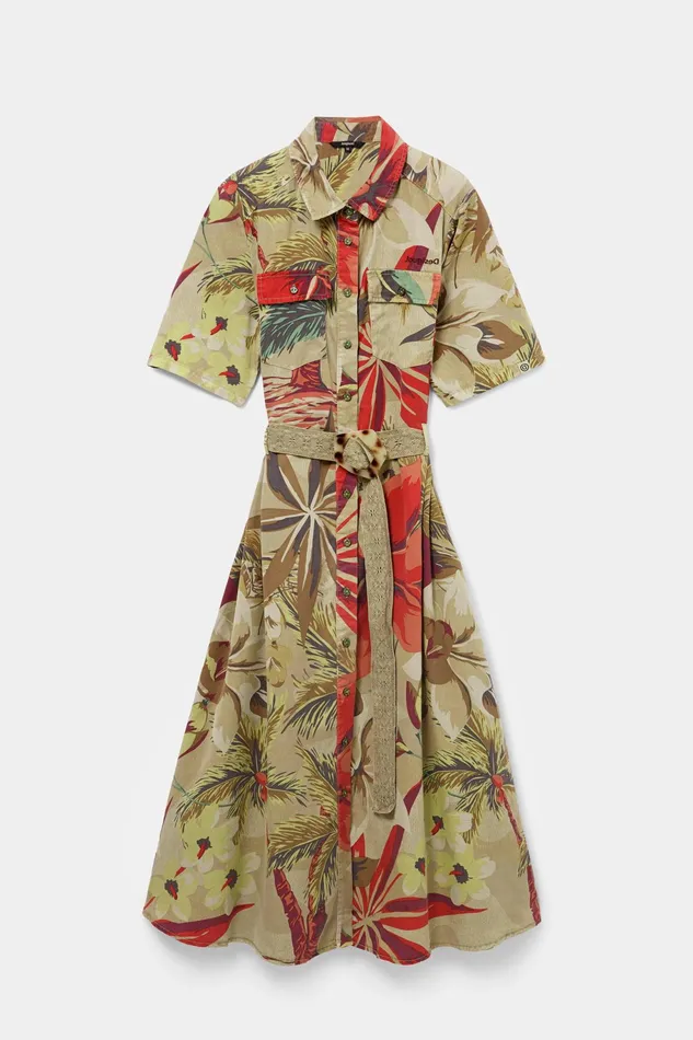 Desigual Long Tropical Shirt Dress Women Dresses