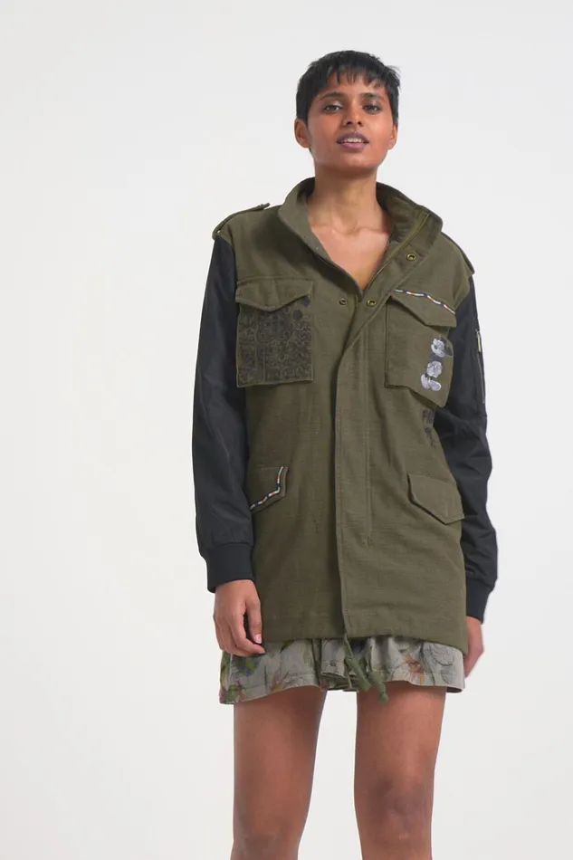 Desigual Mickey Mouse Hybrid Parka Women Jackets