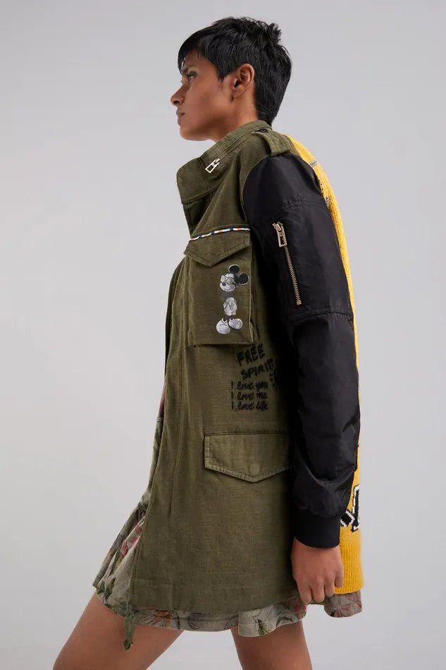 Desigual Mickey Mouse Hybrid Parka Women Jackets