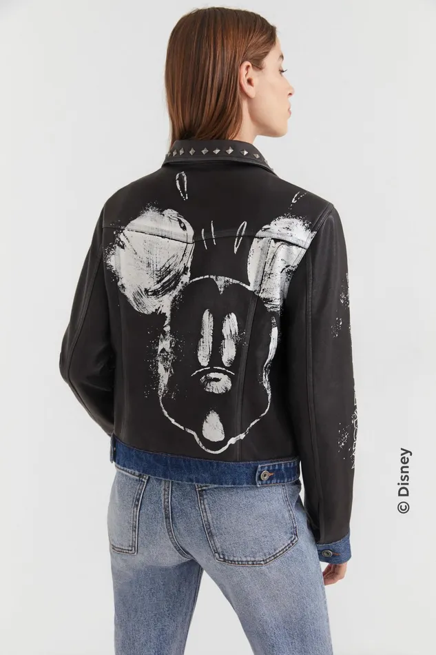Desigual Mickey Mouse Hybrid Quilted Jacket Women Jackets