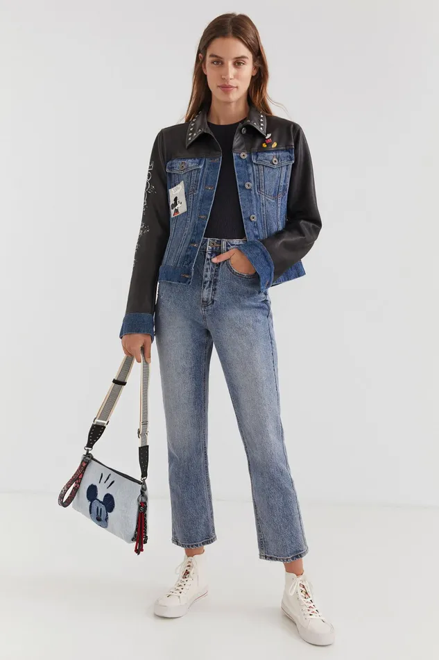 Desigual Mickey Mouse Hybrid Quilted Jacket Women Jackets