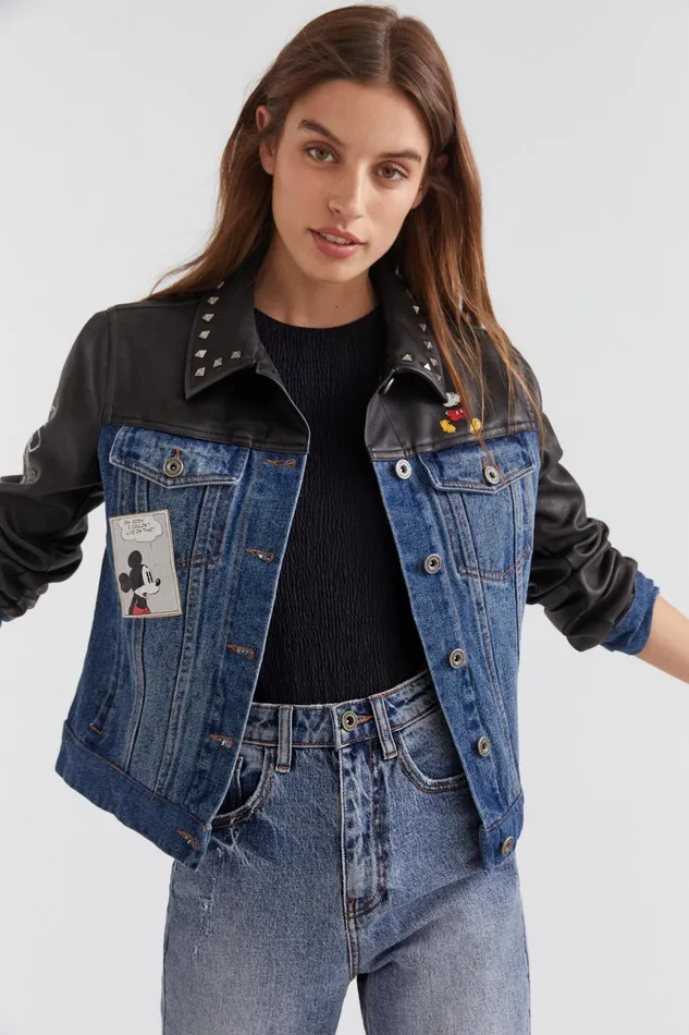 Desigual Mickey Mouse Hybrid Quilted Jacket Women Jackets