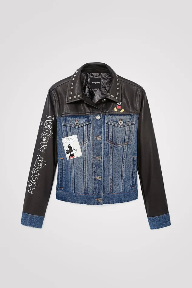 Desigual Mickey Mouse Hybrid Quilted Jacket Women Jackets