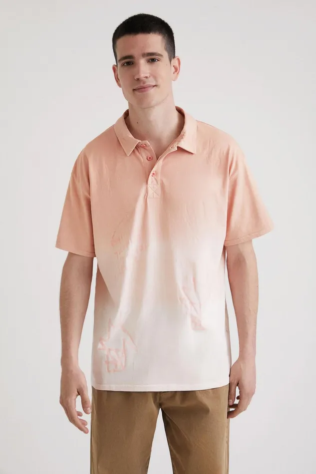 Desigual Shortsleeve Arty Print Polo Shirt Mens Tshirt and Polos