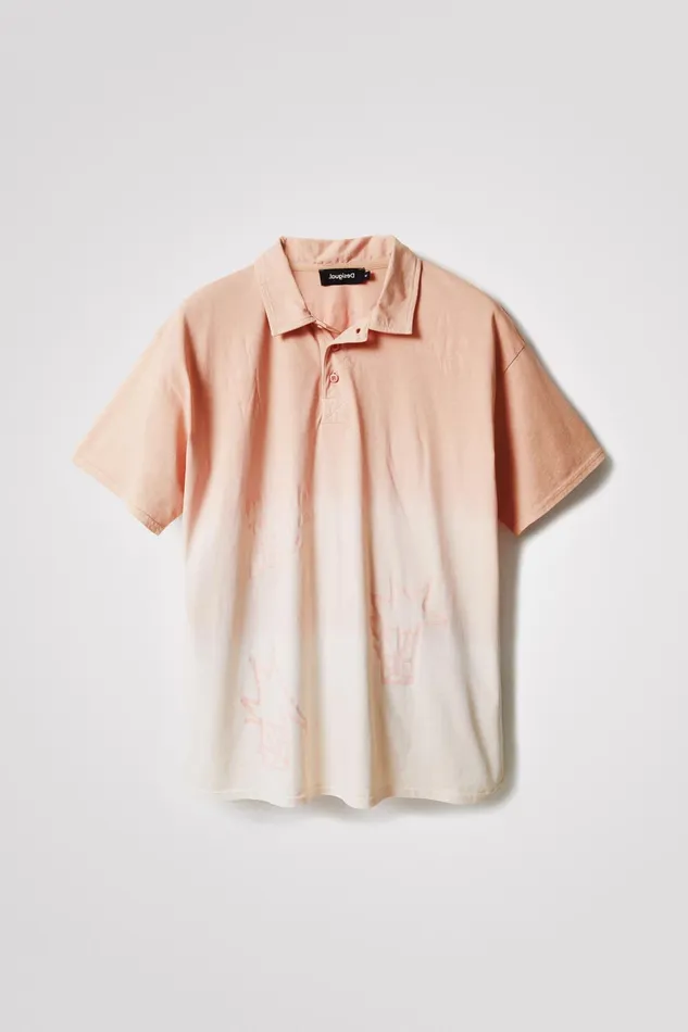 Desigual Shortsleeve Arty Print Polo Shirt Mens Tshirt and Polos
