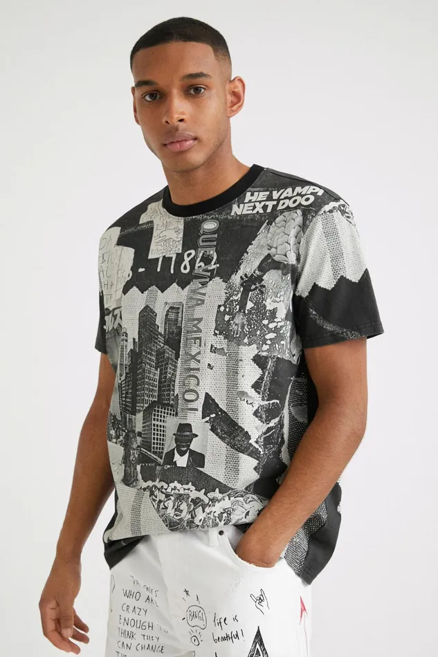 Desigual Shortsleeve Collage Tshirt Mens Tshirt and Polos