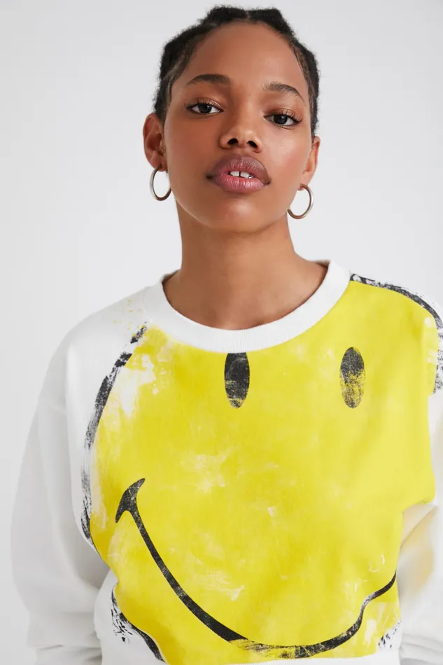 Desigual Smiley Cropped Sweatshirt Women Sweatshirts