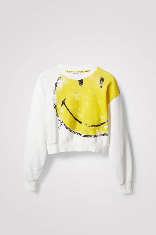 Desigual Smiley Cropped Sweatshirt Women Sweatshirts