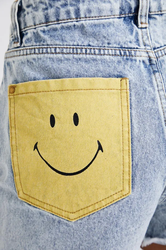 Desigual Smiley Denim Shorts Women Skirts and Shorts