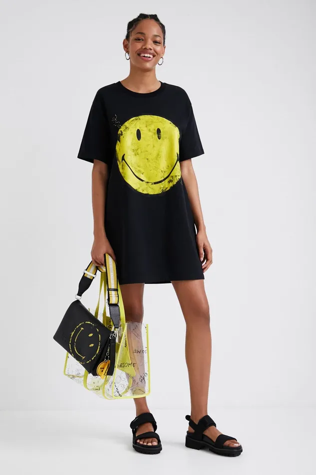 Desigual Smiley Tshirt Dress Women Dresses