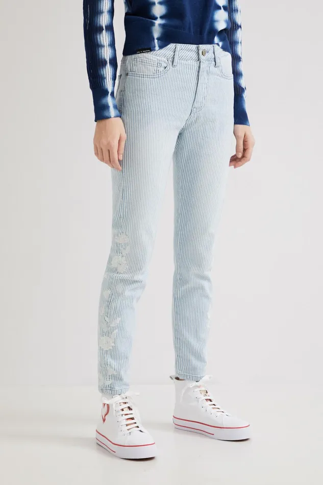 Desigual Striped Skinny Jeans Women Jeans