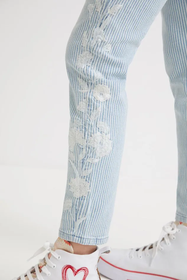 Desigual Striped Skinny Jeans Women Jeans