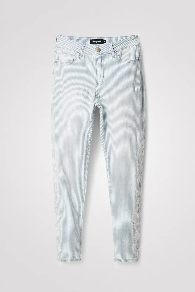 Desigual Striped Skinny Jeans Women Jeans