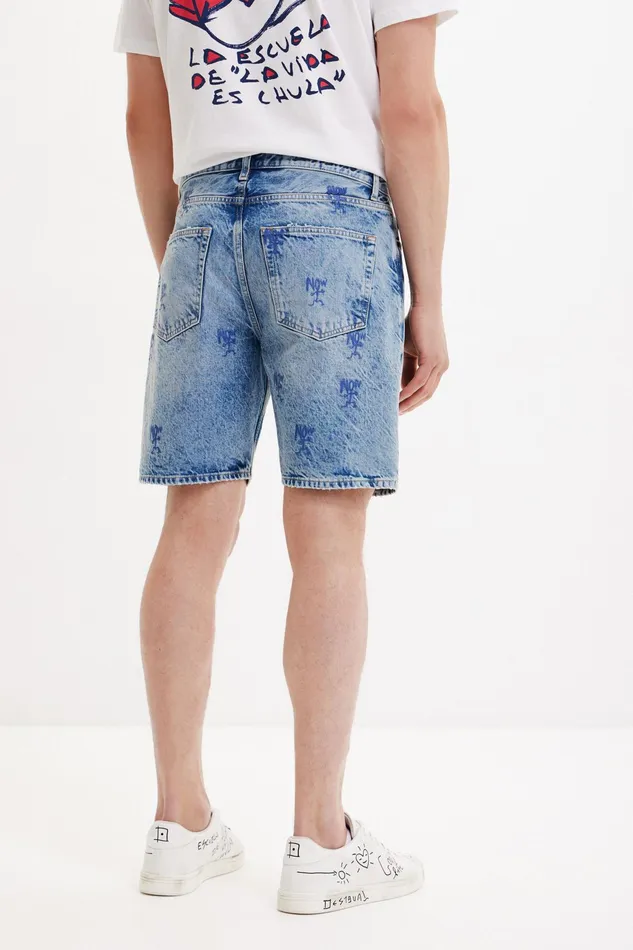 Desigual Washedeffect Denim Bermuda Shorts Mens Jeans and Pants