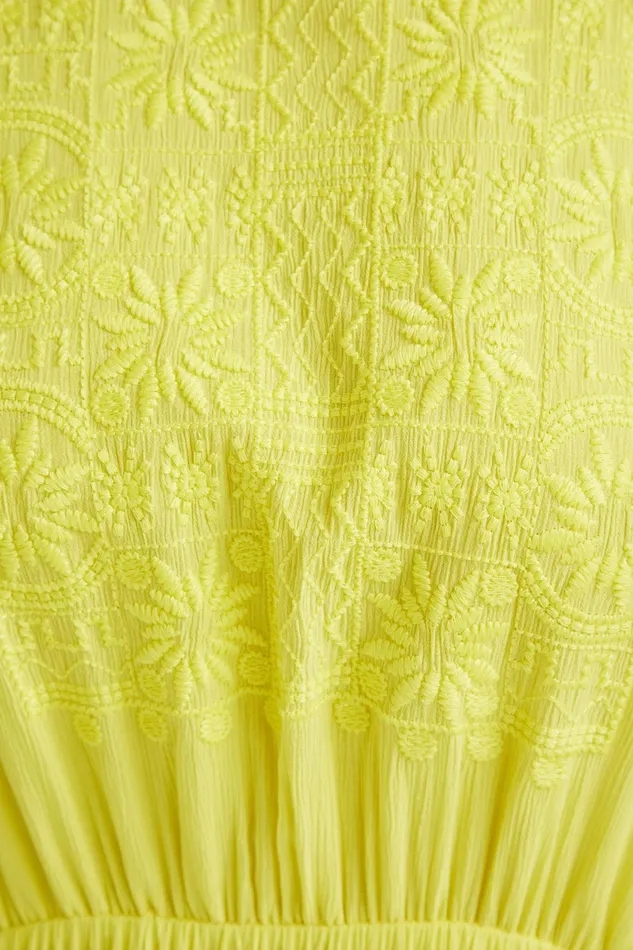 Desigual Yellow Cutout Dress Women Dresses