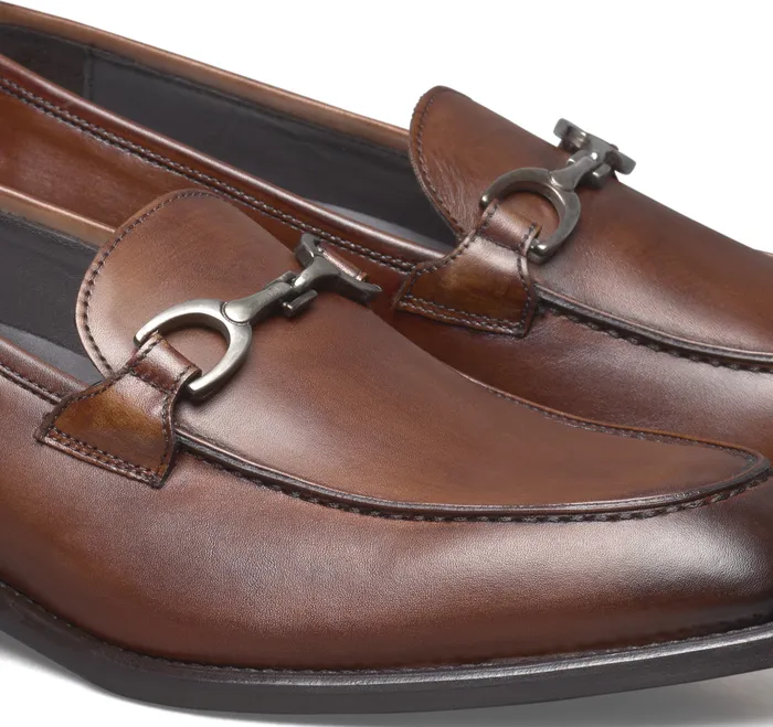 Dress Shoes Ellsworth Bit Loafer Brown Italian Calfskin Johnston and Murphy Men