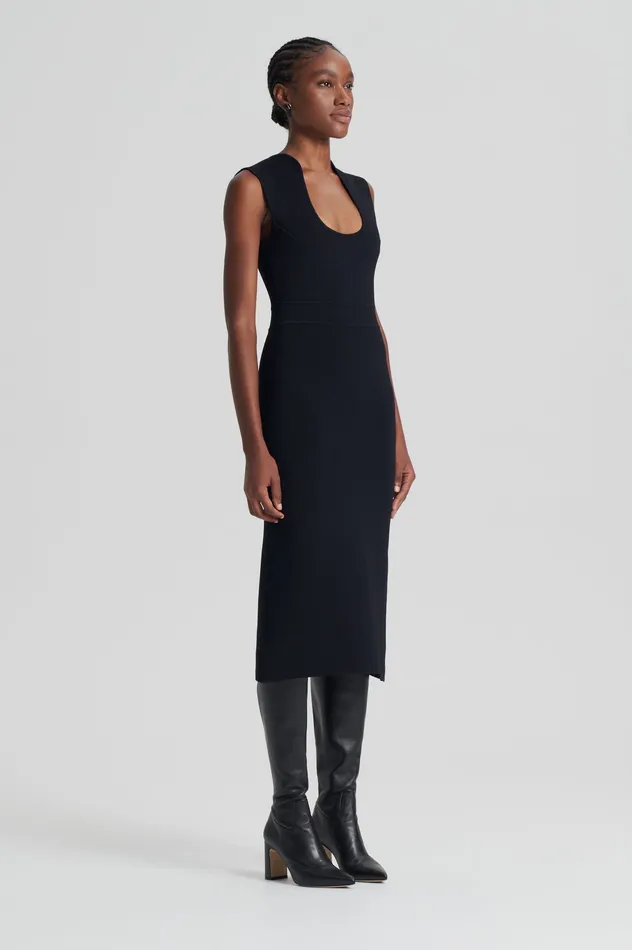 Dresses CREPE KNIT SCOOP NECK DRESS BLACK Scanlan Theodore Women
